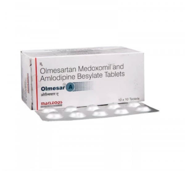 Box and blister strip of generic Olmesartan (20mg) + Amlodipine (5mg) Tab