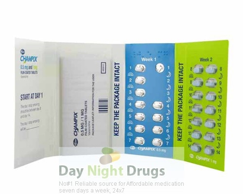 A blister strip pack of Chantix 1mg Tablets