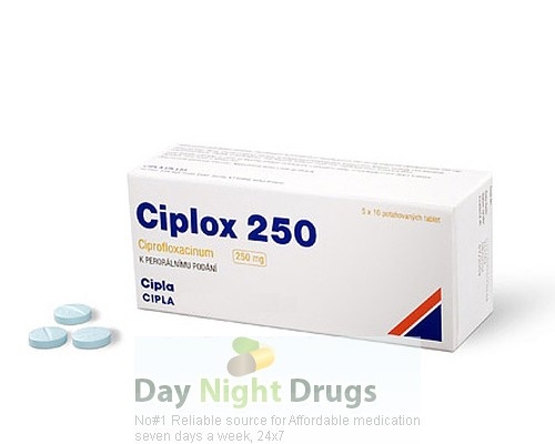 Box of generic ciprofloxacin hydrochloride 250mg tablet