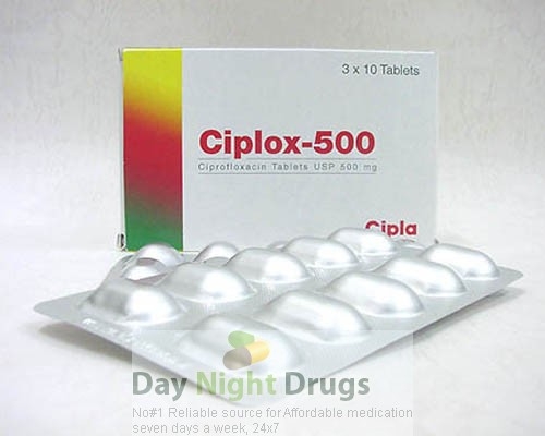 Box and a blister of generic ciprofloxacin hydrochloride 500mg tablet
