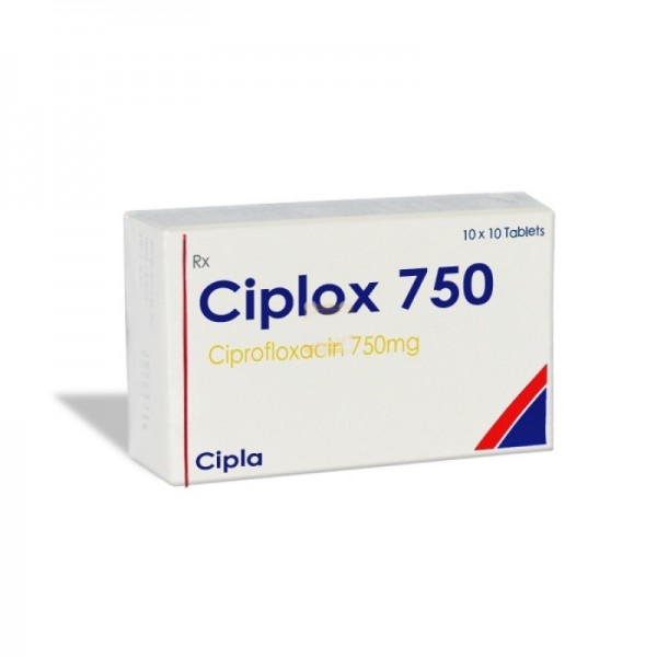 Box of generic Ciprofloxacin 750mg Tab
