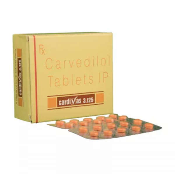 Box and blister strip of generic Carvedilol 3.125mg tablet