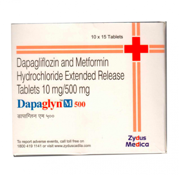 A box of Dapagliflozin (10mg) + Metformin (500mg) Tab