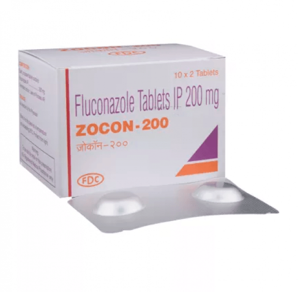 Box and  blister strips of generic fluconazole 200mg tablet