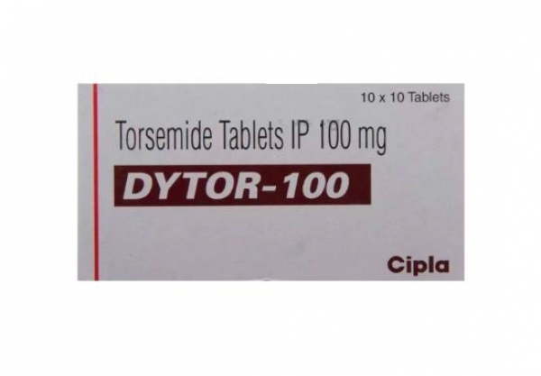 A box and a strip of Torsemide 100mg Tab