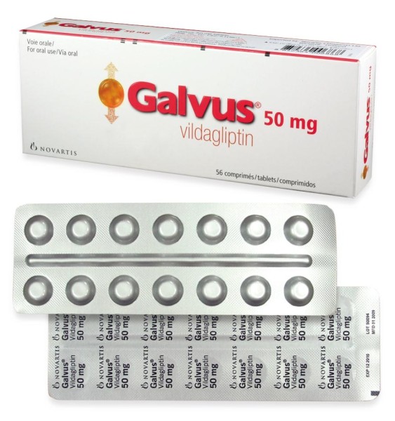 A box and two strips of Vildagliptin 50mg Tab