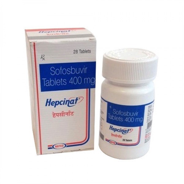 Box and a bottle pack of generic sofosbuvir 400mg tablets