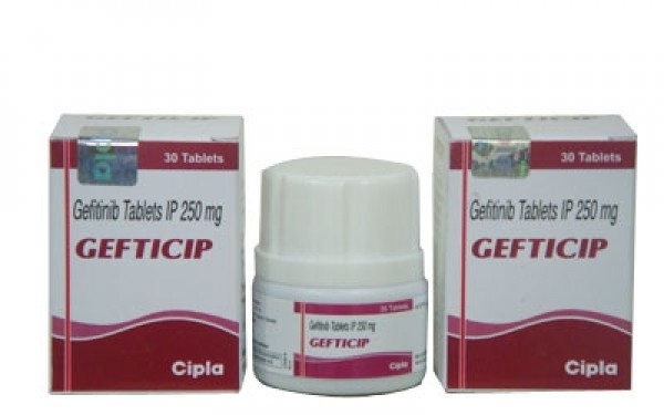 Two boxes and a bottle of Gefitinib 250mg Tab