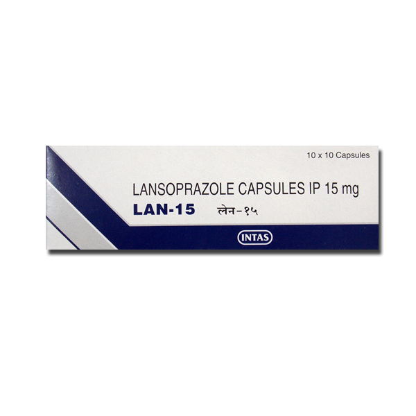 Box of generic Lansoprazole 15mg capsule
