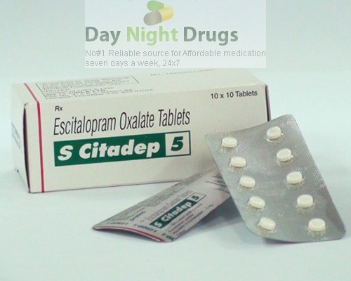 Box and blister strips of generic Escitalopram Oxalate 5mg tablets