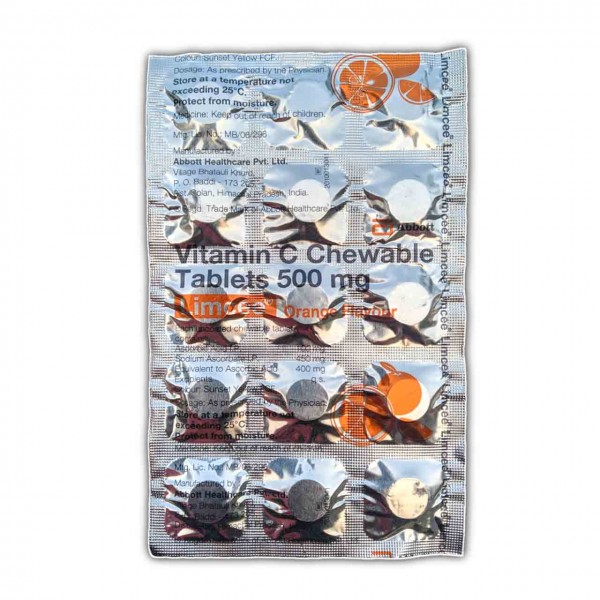 A blister strip of generic Vitamin C Chewable Tablet - 500mg