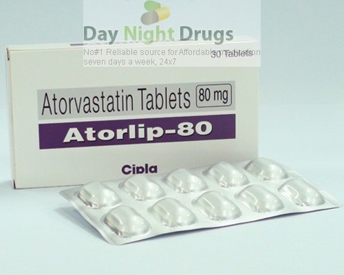 Box and a strip of generic Atorvastatin Calcium 80mg tablets