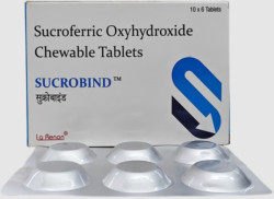 A pack and a strip of Sucroferric oxyhydroxide (500mg) Tablets