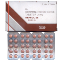 A pack and strip of Generic Tofranil (25mg) Tabs