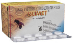 A box and a strip of Glipizide + Metformin Tablets