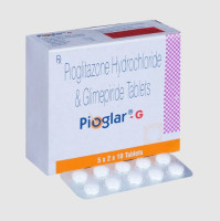 A box and a strip of Pioglitazone + Glimepiride Tab