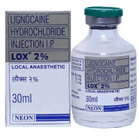 A pack and a vial of generic Lidocaine Injection