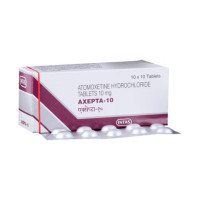 A pack and a strip of Atomoxetine 10mg Tablets