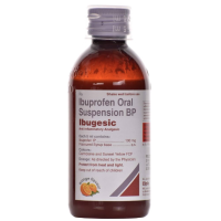 A bottle of Ibuprofen 100ml Oral Suspension Orange