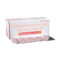 A box and a strip of Generic Isosorbide Mononitrate (25mg) Tablet
