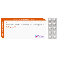 A box and a strip of Generic Diclofenac (50mg) + Misoprostol (100mcg) Tablet