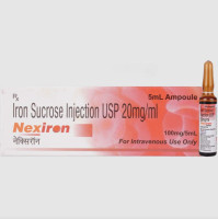 A pack and an ampoule of Iron Sucrose (100mg/5ml) Generic Injection