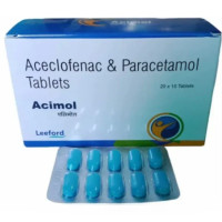 A pack and a strip of Generic Aceclofenac (100mg) + Paracetamol (325mg) Tablets