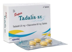 A pack and a strip of Tadalafil 20mg + Dapoxetine 60mg Tablets
