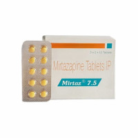 A box and a strip of Generic Mirtazapine (7.5mg) Tablet