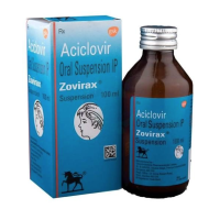 A box and a bottle of Generic Acyclovir (400mg/5ml) Suspension
