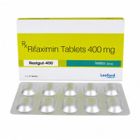 A pack and a strip of Rifaximin (400mg) Generic Tablet