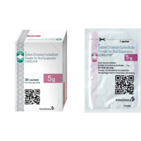 A box and a sachet of Sodium Zirconium Cyclosilicate (5gm) Powder