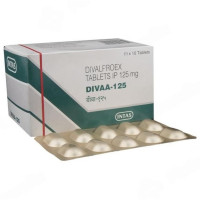 A box and a strip of Divalproex (125mg) Generic Tablet