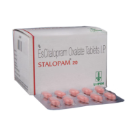 Box and a blister of generic Escitalopram Oxalate 20mg tablets