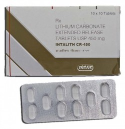 Box pack and a strip of generic Lithium (450mg) Tab