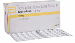 Box and a blister of Generic Vasodilan 10 mg Tab - Isoxsuprine