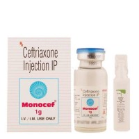 Box and a vial of Generic Rocephin 1 gm Injection - Ceftriaxone