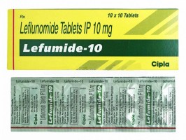 Box and a strip of generic Leflunomide (10mg) Tab