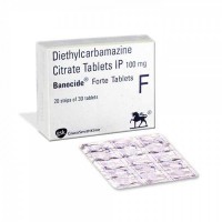Box pack and a strip of Generic Diethylcarbamazine 100 mg Tab 