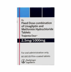 A pack of Metformin (1000mg) + Linagliptin (2.5mg) Tablet
