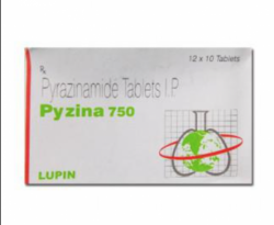 A box of Pyrazinamide 750mg Tab
