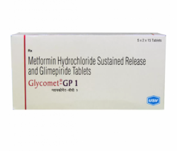 A box of Glimepiride (1mg) + Metformin (500mg) Tablet
