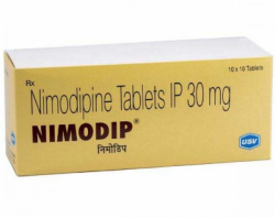 A box of Nimodipine 30mg Tab