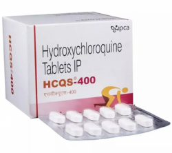 A box and a strip of Hydroxychloroquine  400mg Tab