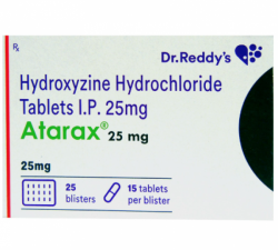 A box of Hydroxyzine 25mg Tab