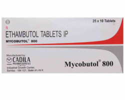 Front and back image of a box of Ethambutol 800mg Tab