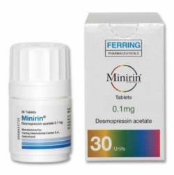 A box and a bottle of Desmopressin 0.1mg Tab