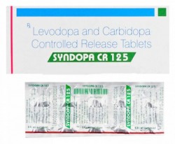 Box and a strip of Generic Sinemet 25 mg / 100 mg Tab - Levodopa / Carbidopa