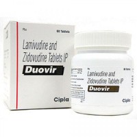 A box and a bottle of generic Lamivudine (150mg) + Zidovudine (300mg) Tablet