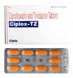 Box and a strip of generic Ciprofloxacin (500mg) and Tinidazole (600mg) Tablet